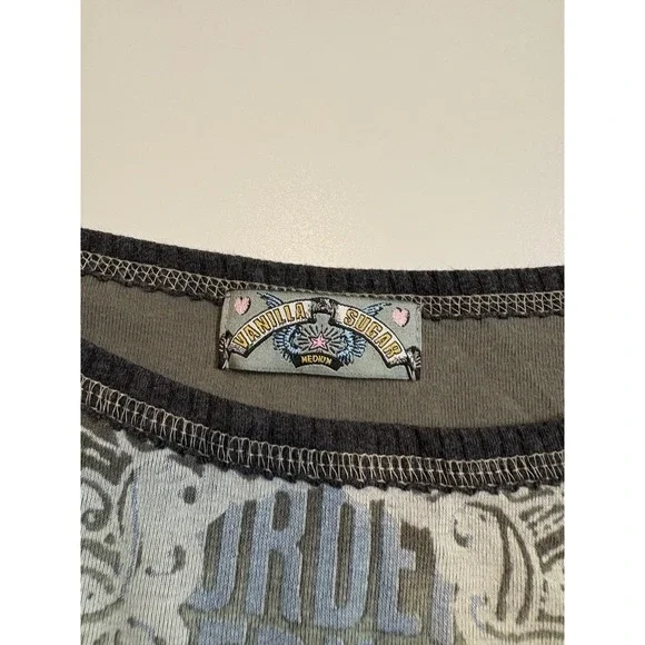 Women's Y2K Vanilla Sugar 3/4 Long Sleeve Shirt SZ M Wild West - Picture 2 of 6